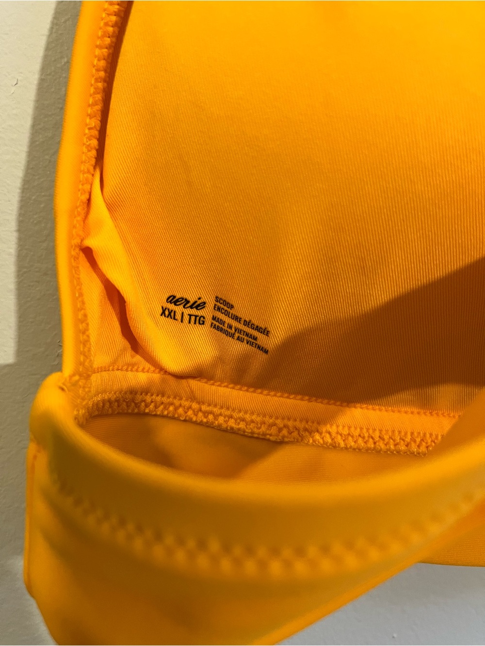 AERIE Women’s Yellow Marigold V-Neck Longline Bikini Swim Top - Picture 5 of 6